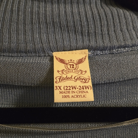 Faded Glory Blue Striped Cardigan Sweater - Picture 2 of 3